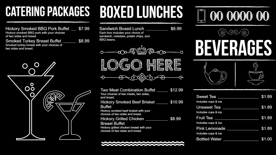 Chalk menu board Chalk menu board