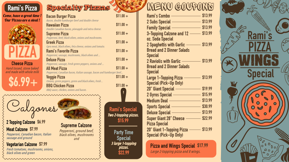 Pizza Retro Menu Board