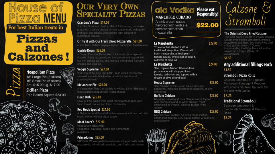 Pizza Chalkboard Menu