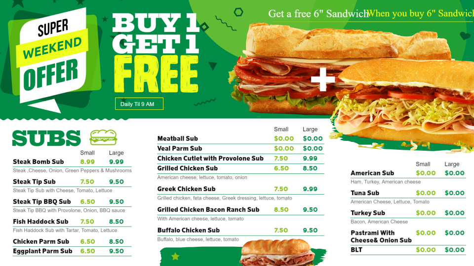 Offer sub menu