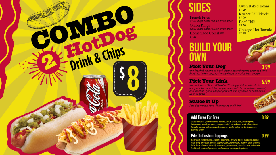 Hot dog Combo Menu Design