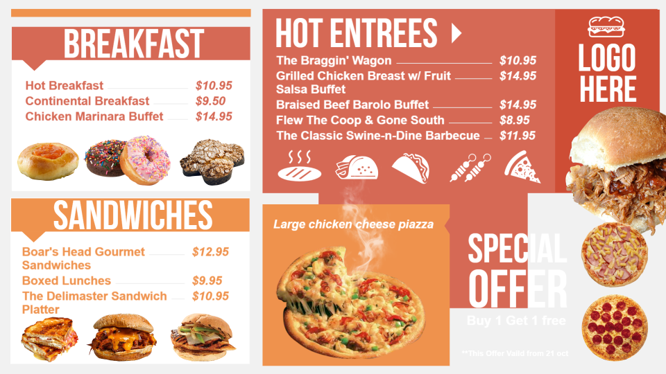 Restaurant menu boards