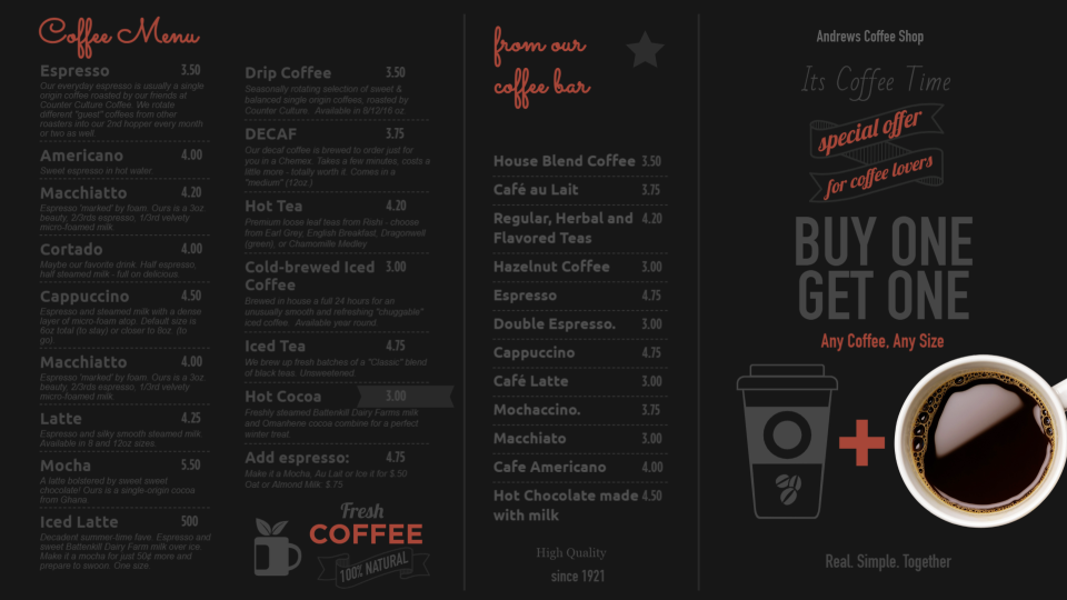 Best Coffee Offer menu Best Coffee Offer menu