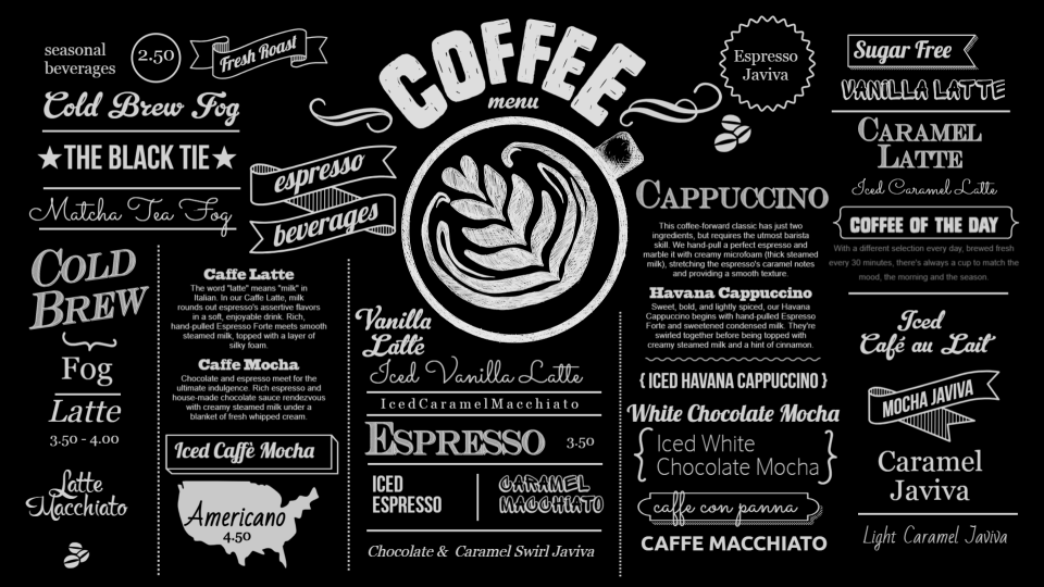 Chalk Coffee Menu design Chalk Coffee Menu design