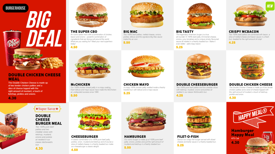 All burger menu