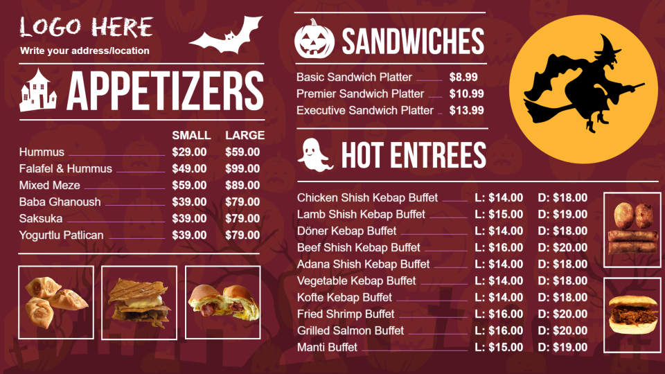 Catering menu boards