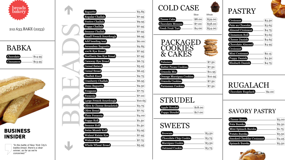 Best Bakery Menu Design
