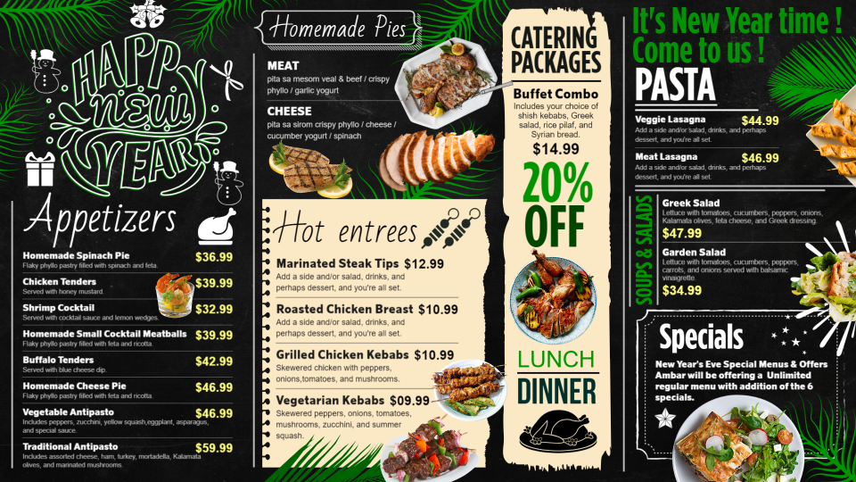 New Year Menu board