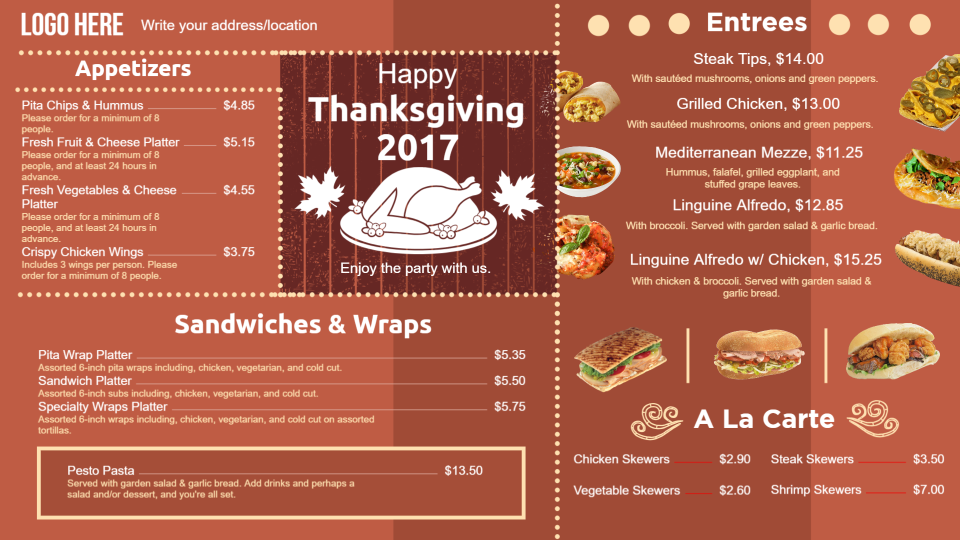 Cafe menu