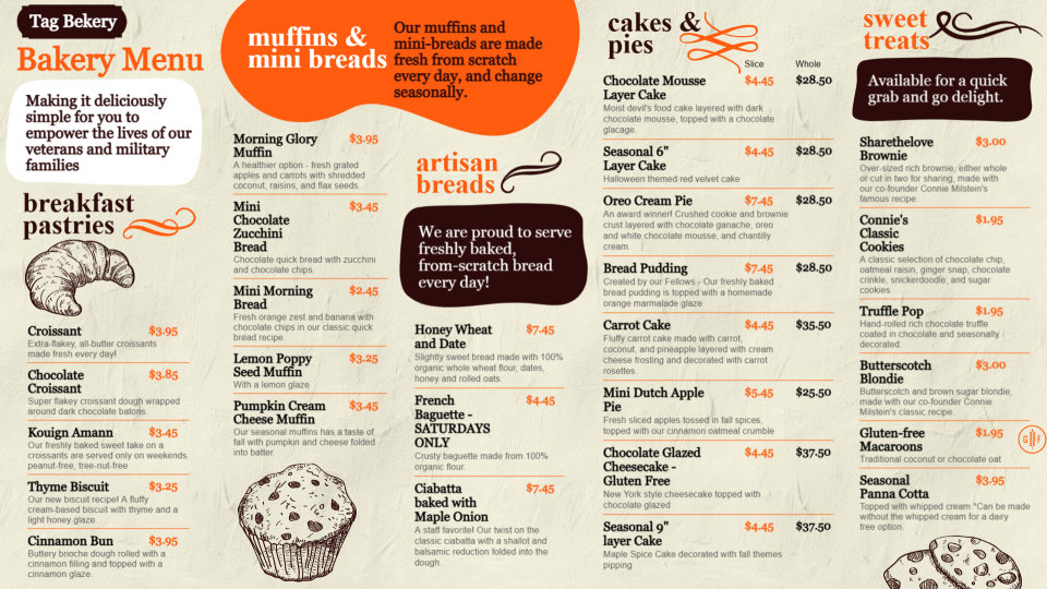 Brilliant Bakery Menu