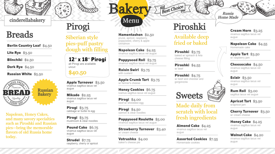 Bakery Menu Concept Design