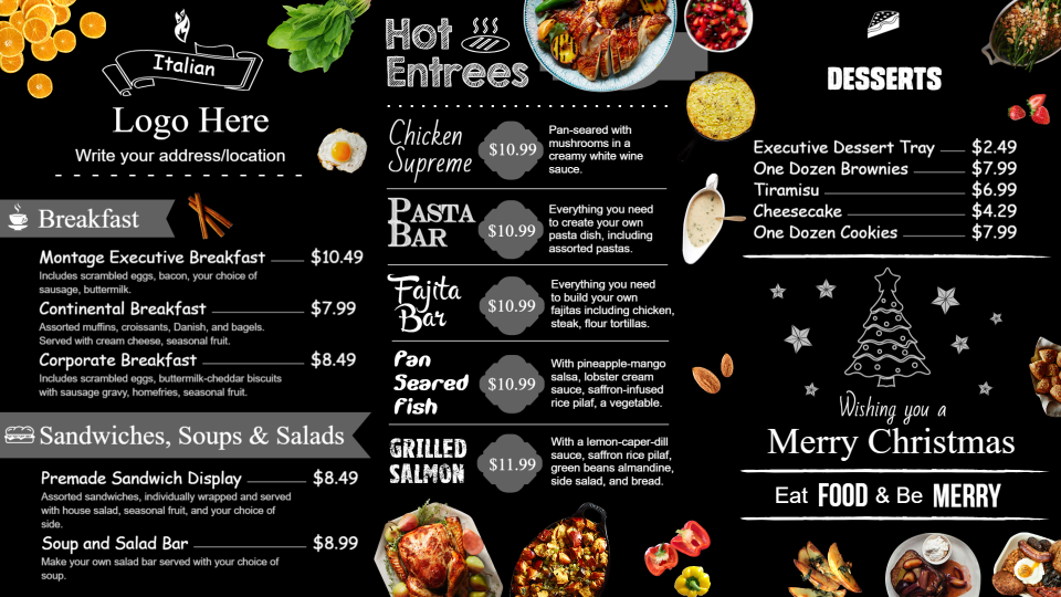 Chalk menu board