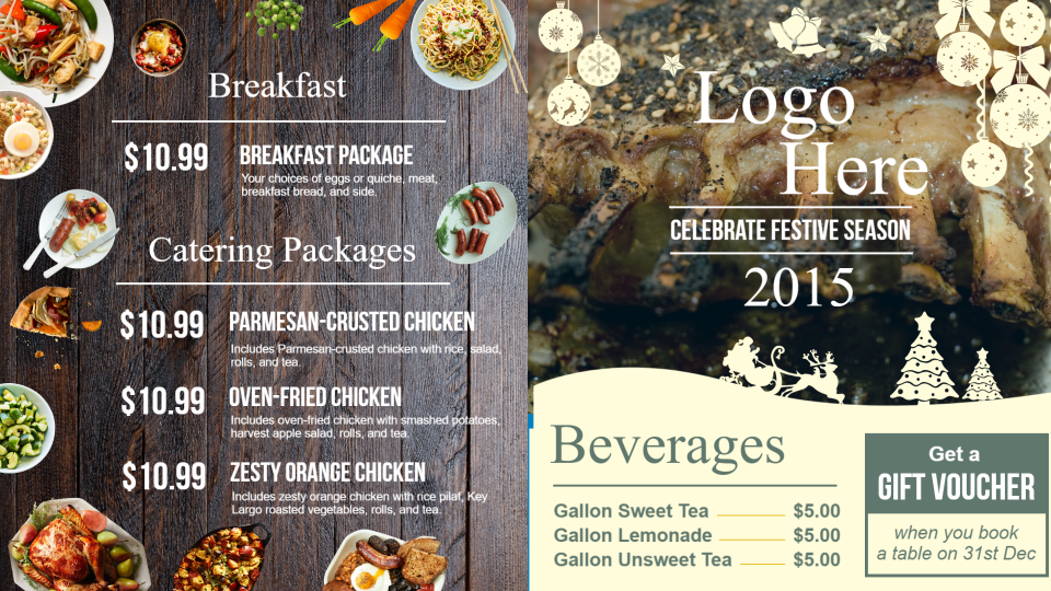 Catering menu boards
