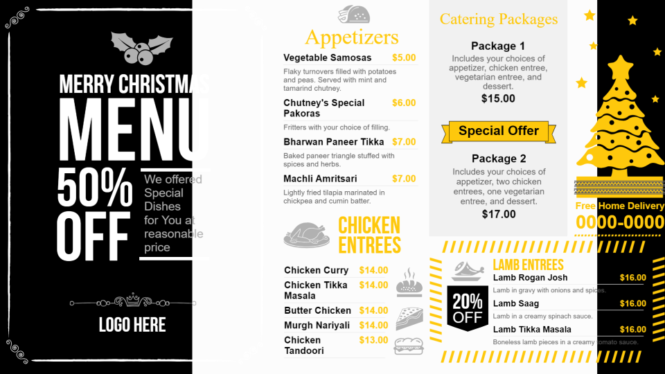 Catering menu boards