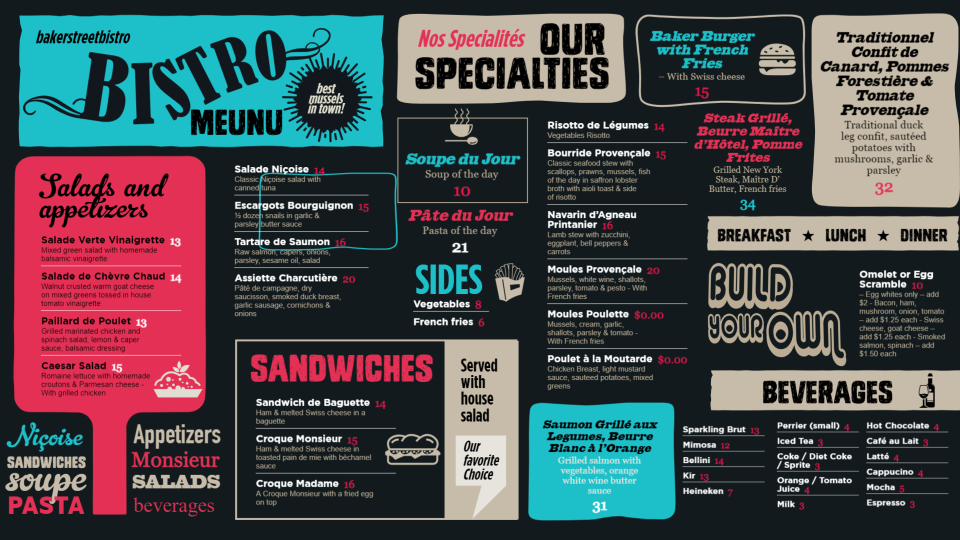 Bistro Simple Menu Bistro Simple Menu