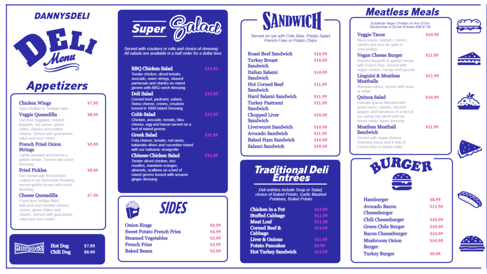 Deli Style Menu Board