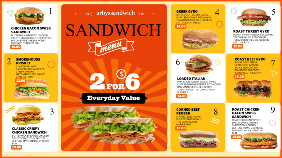 Sandwich Menu Board-01 Sandwich Menu Board-01