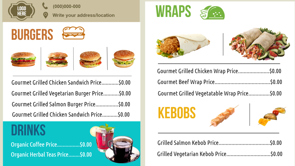 Takeaway menu