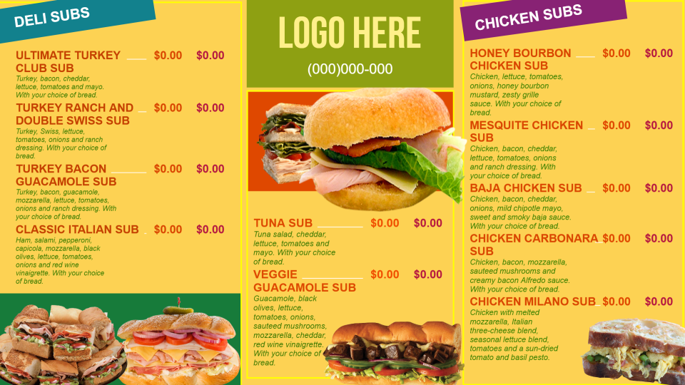 Restaurant menu boards