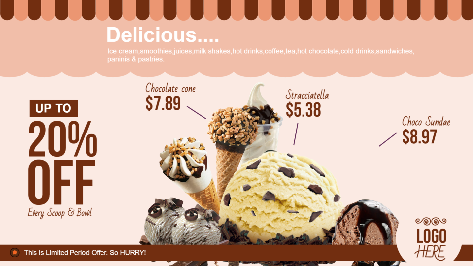Ice cream shop menu board