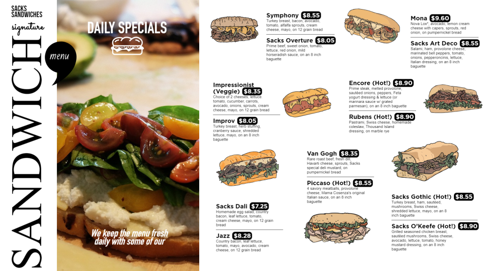 Sandwich Menu Book Sandwich Menu Book
