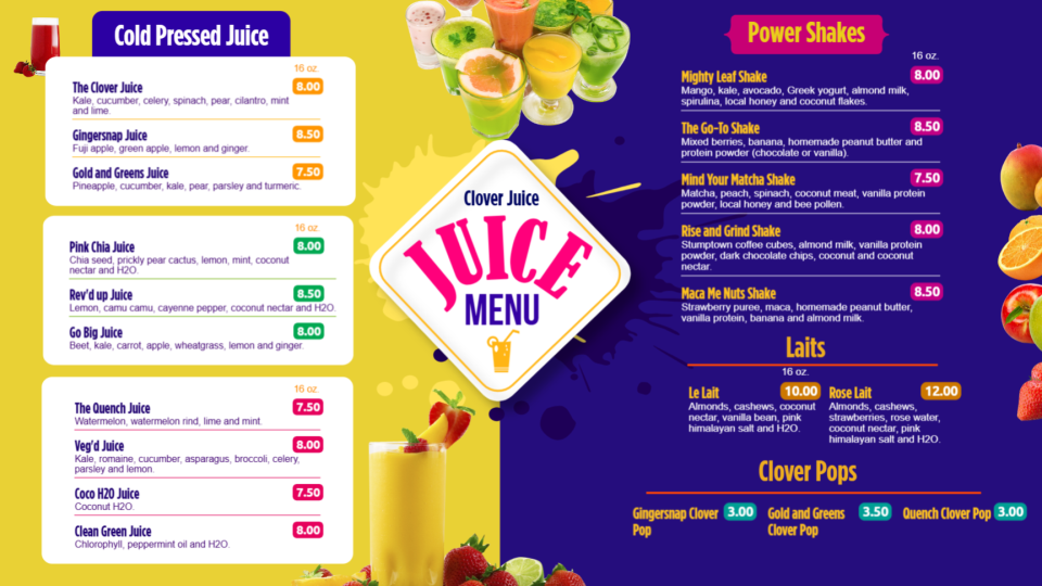 Juice Menu idea