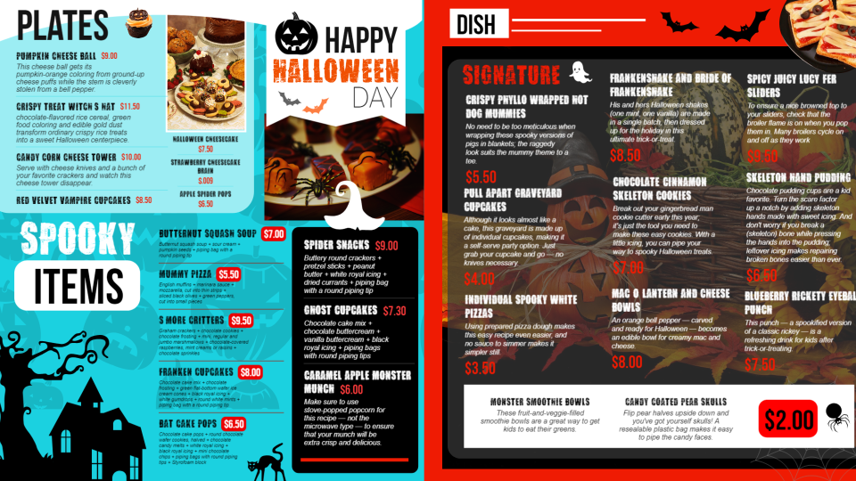 Halloween Day Menu Halloween Day Menu