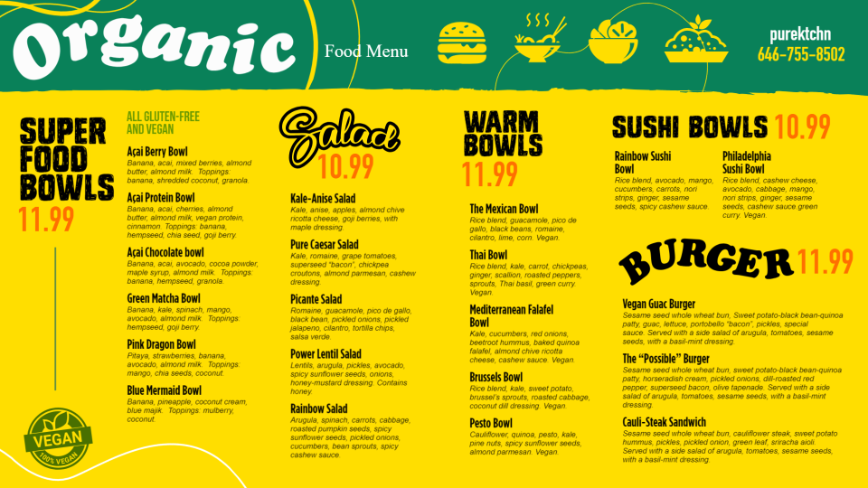 Organic Menu Template Organic Menu Template
