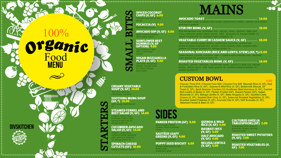 Organic Menu Board