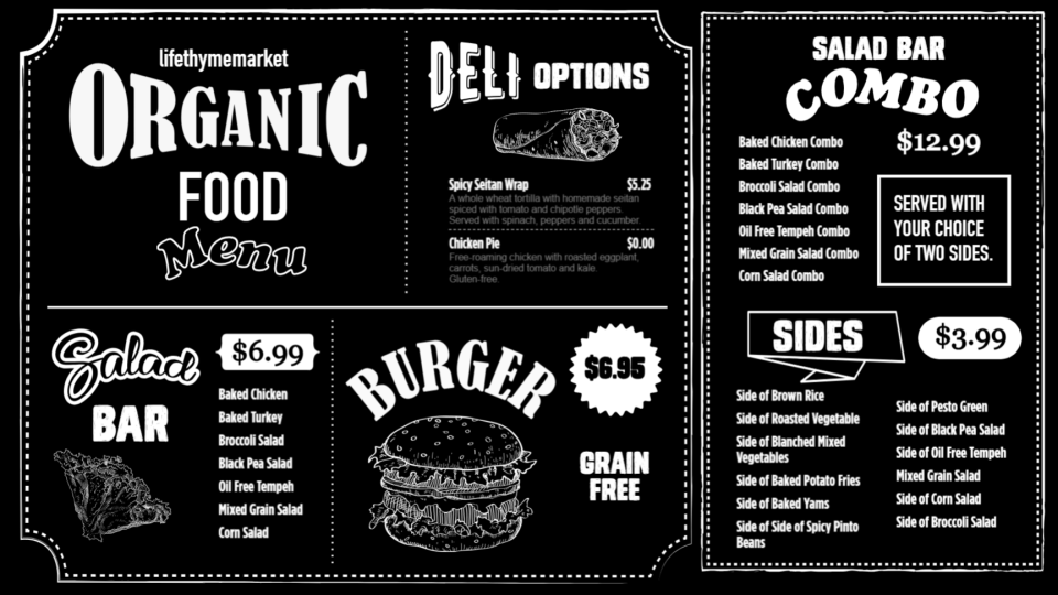 Organic Chalk Menu Design