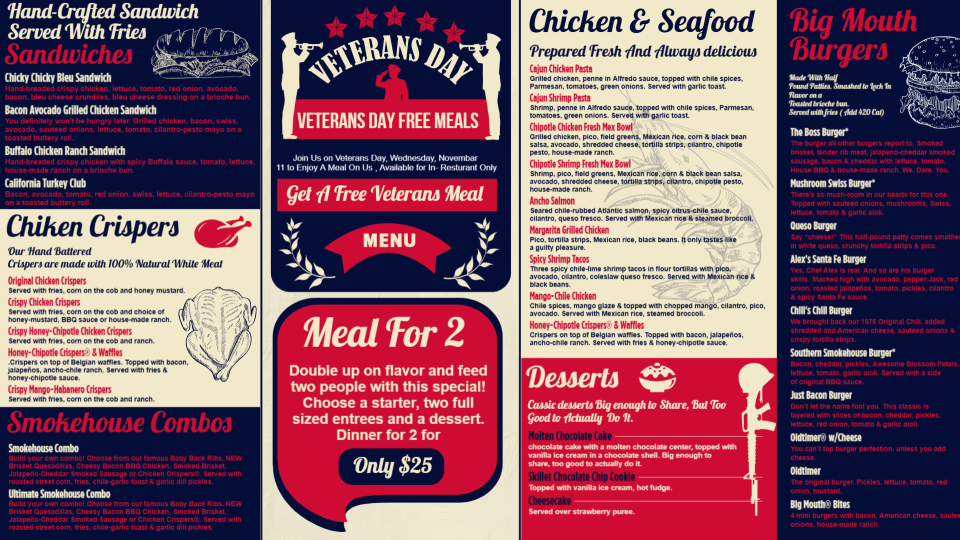Veterans Day Menu Idea