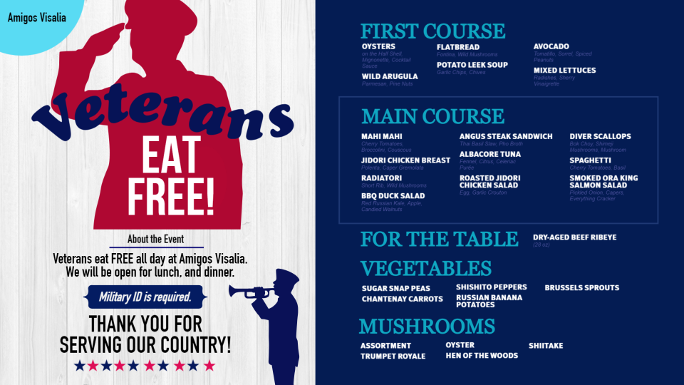 Veterans Day Menu Design Veterans Day Menu Design