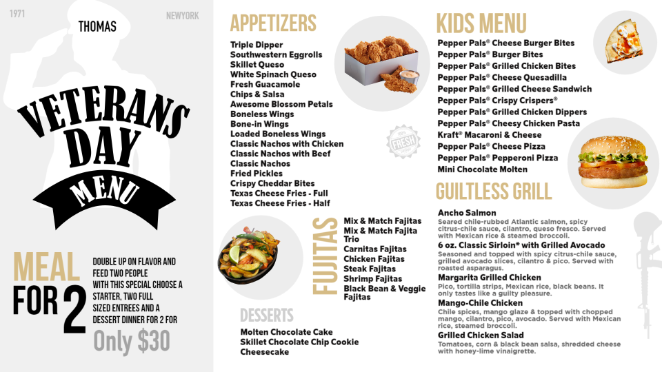 Veterans Day Menu board Design