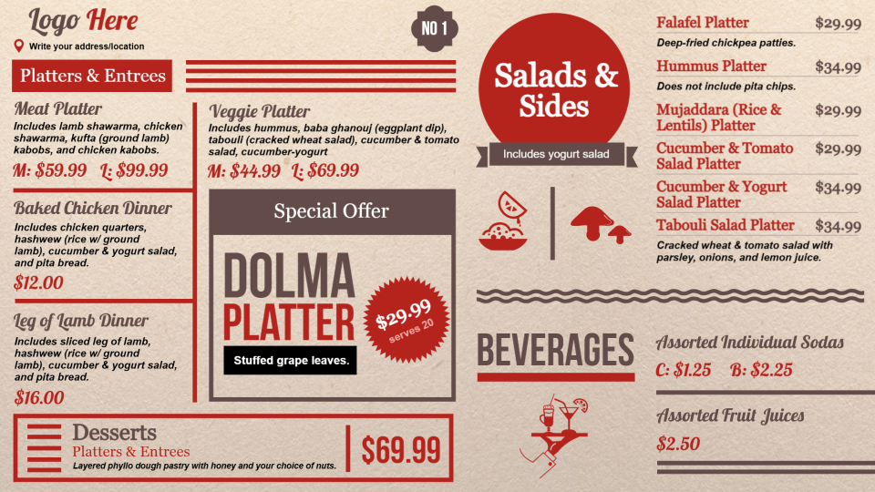 deli menu boards