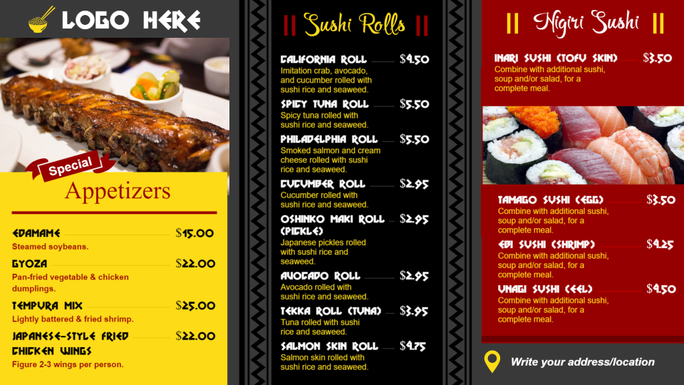Restaurant menu design