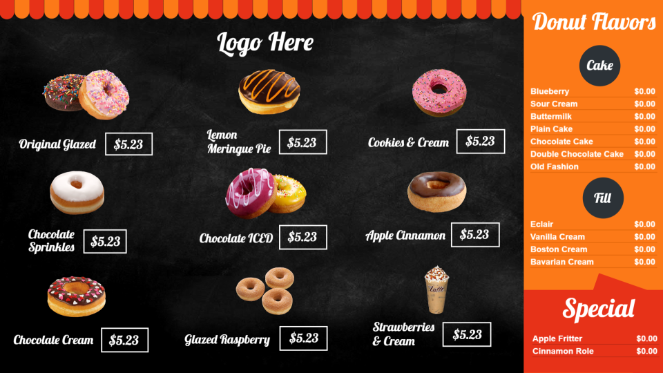 donut menu board donut menu board