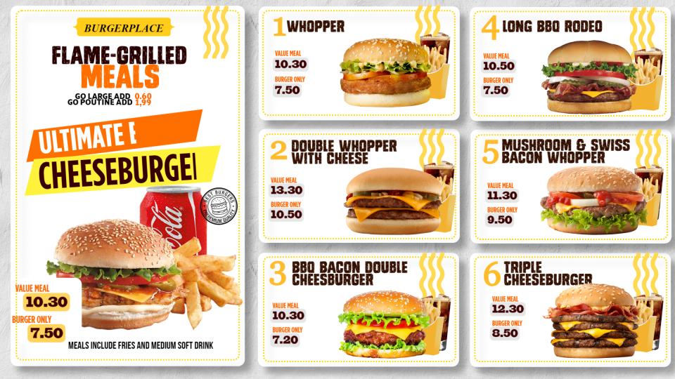 Burger Meal Menu