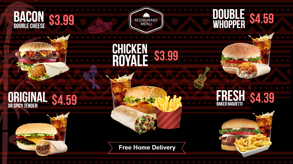 Burger menu board
