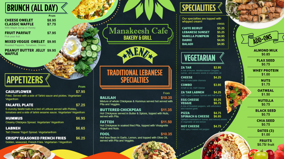 Lebanese Food Menu