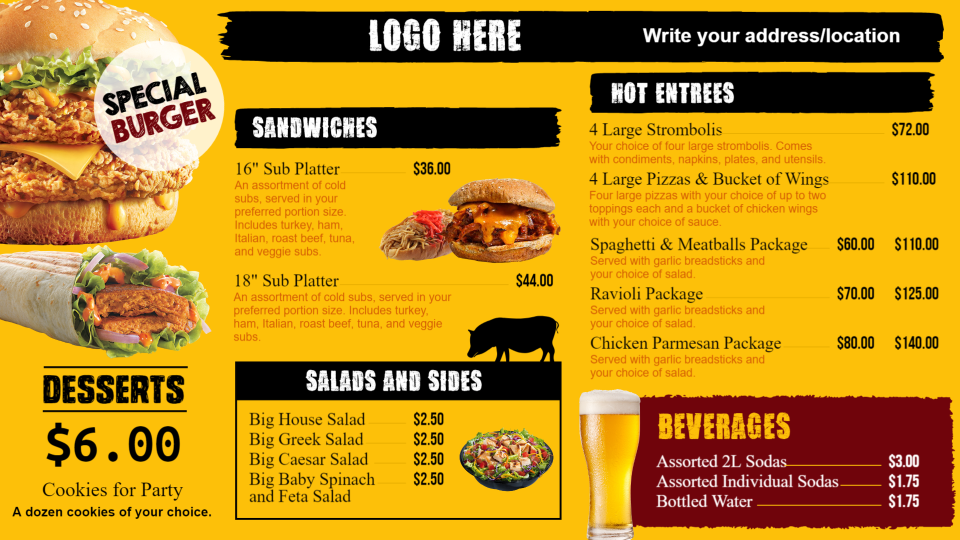 Restaurant menu templates