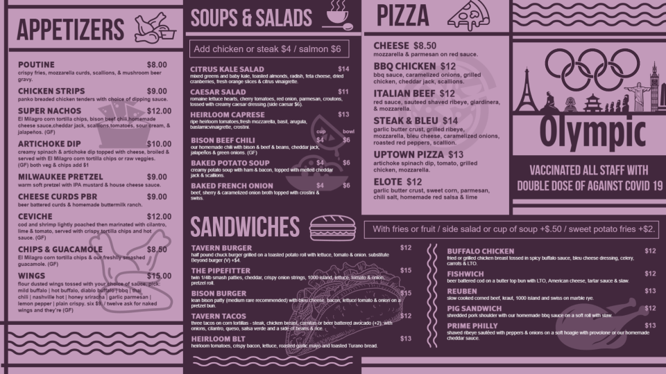 Olympic Menu Template Olympic Menu Template
