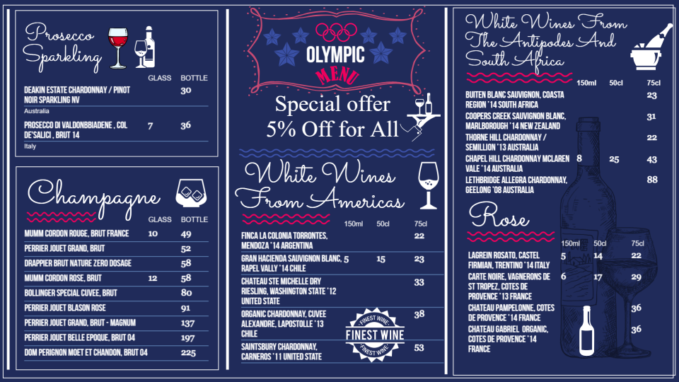 Olympic Food Menu