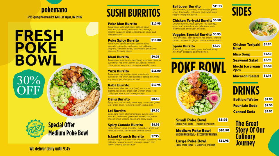 Poke Menu Board Poke Menu Board