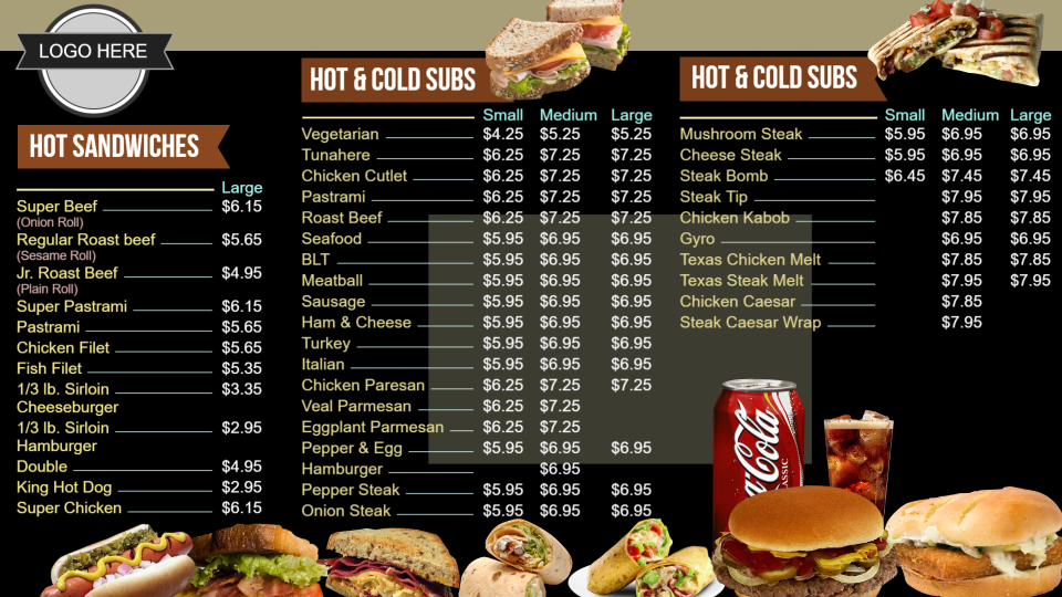 Restaurant menu templates