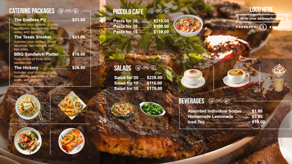 Catering menu board design Catering menu board design