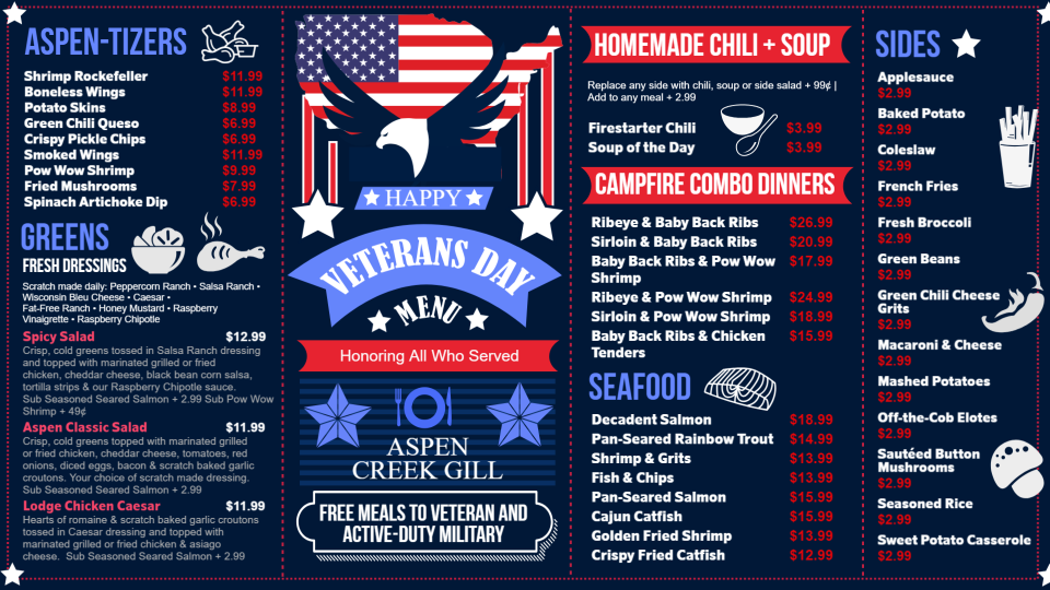 Veterans Day Menu