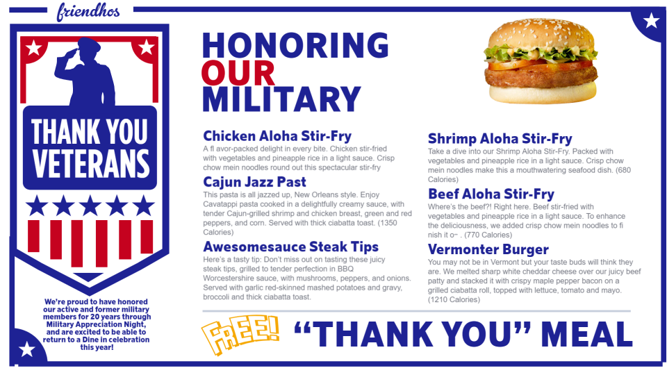 Veterans Day Menu