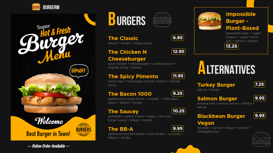 Burger Menu Template