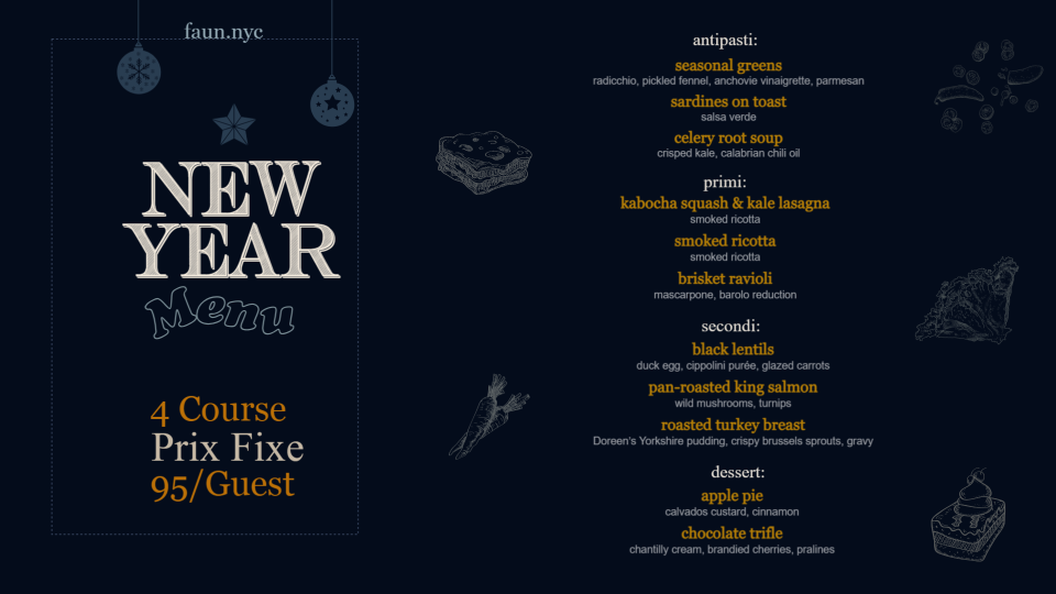New year menu design New year menu design