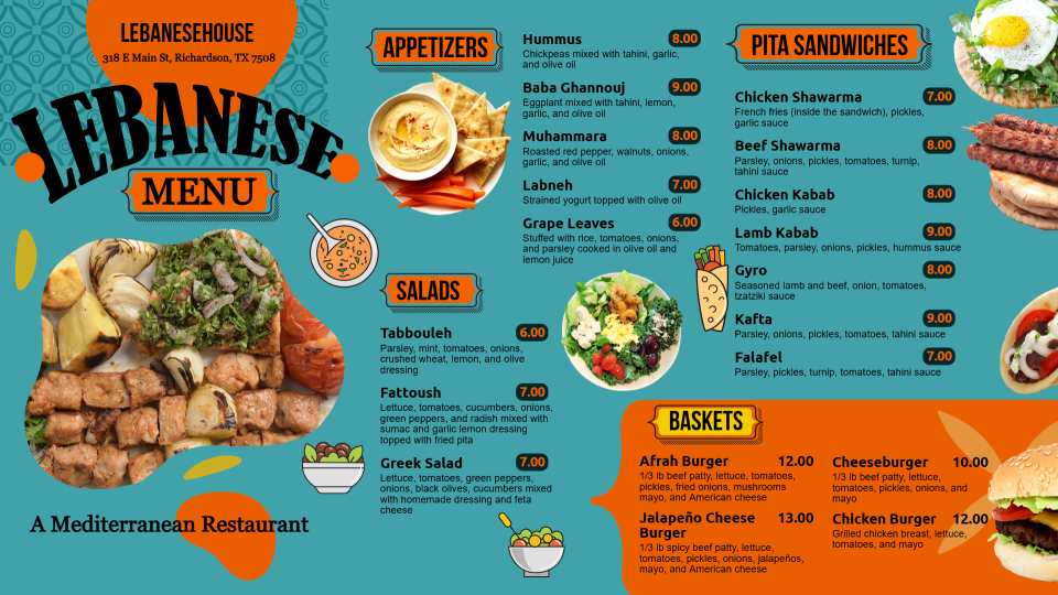 Lebanese Menu board